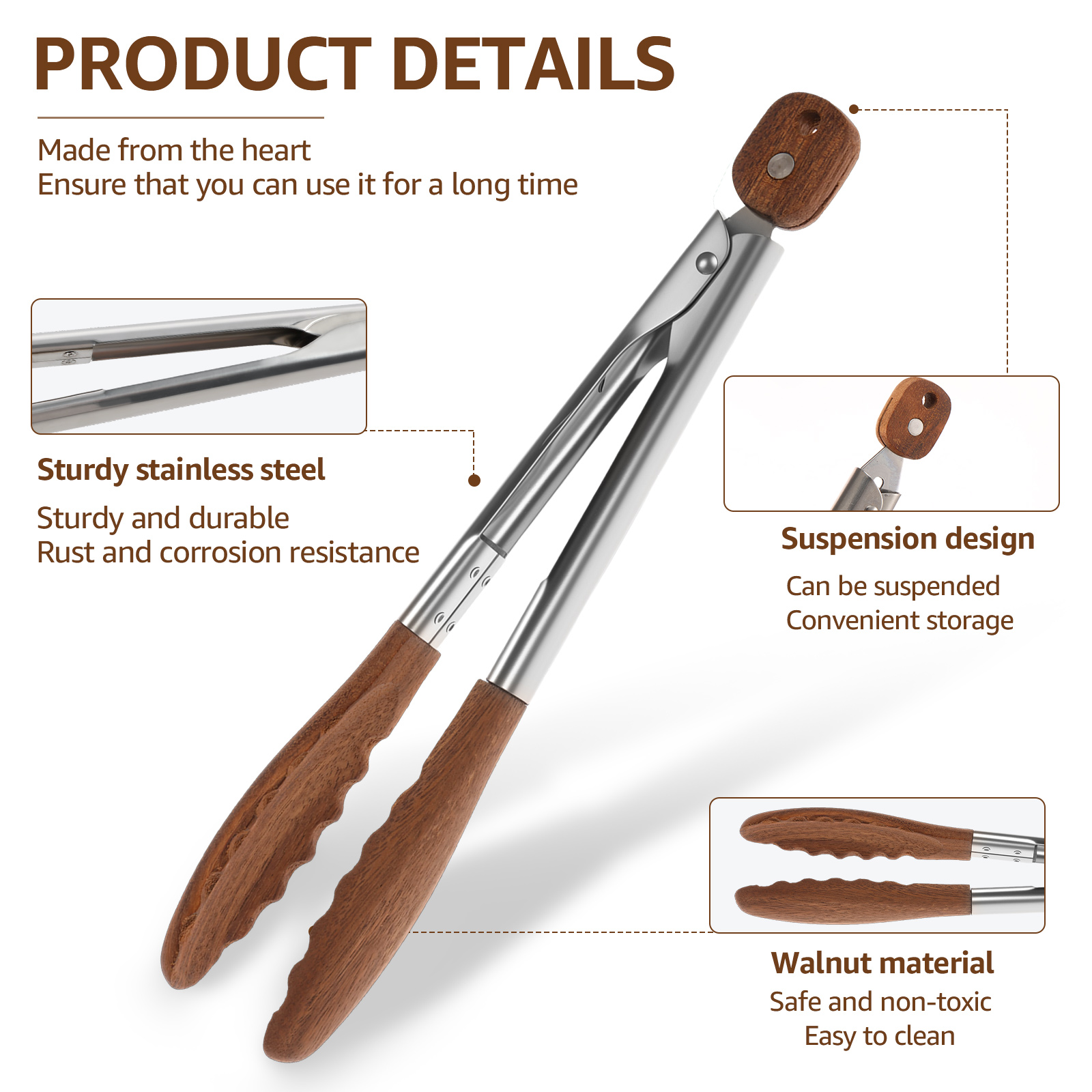 2/3 Pcs Food Tongs Walnut Wood – Kitchen Baking Store recenzja i cena