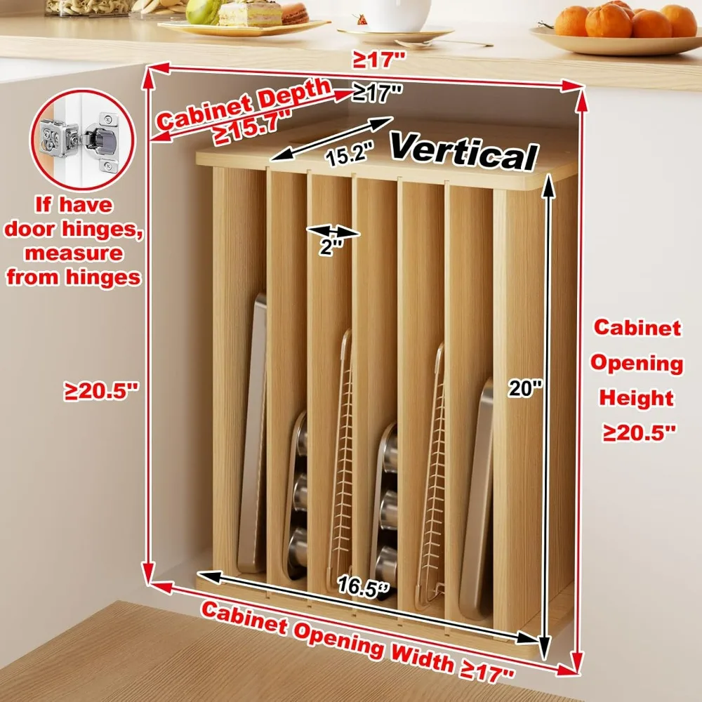 Wooden 7-Tier Cabinet Dividers – Kitchen Baking Pan Organizer recenzja i cena