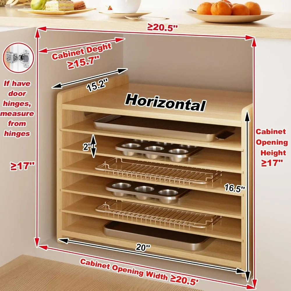 Wooden 7-Tier Cabinet Dividers – Kitchen Baking Pan Organizer recenzja i cena